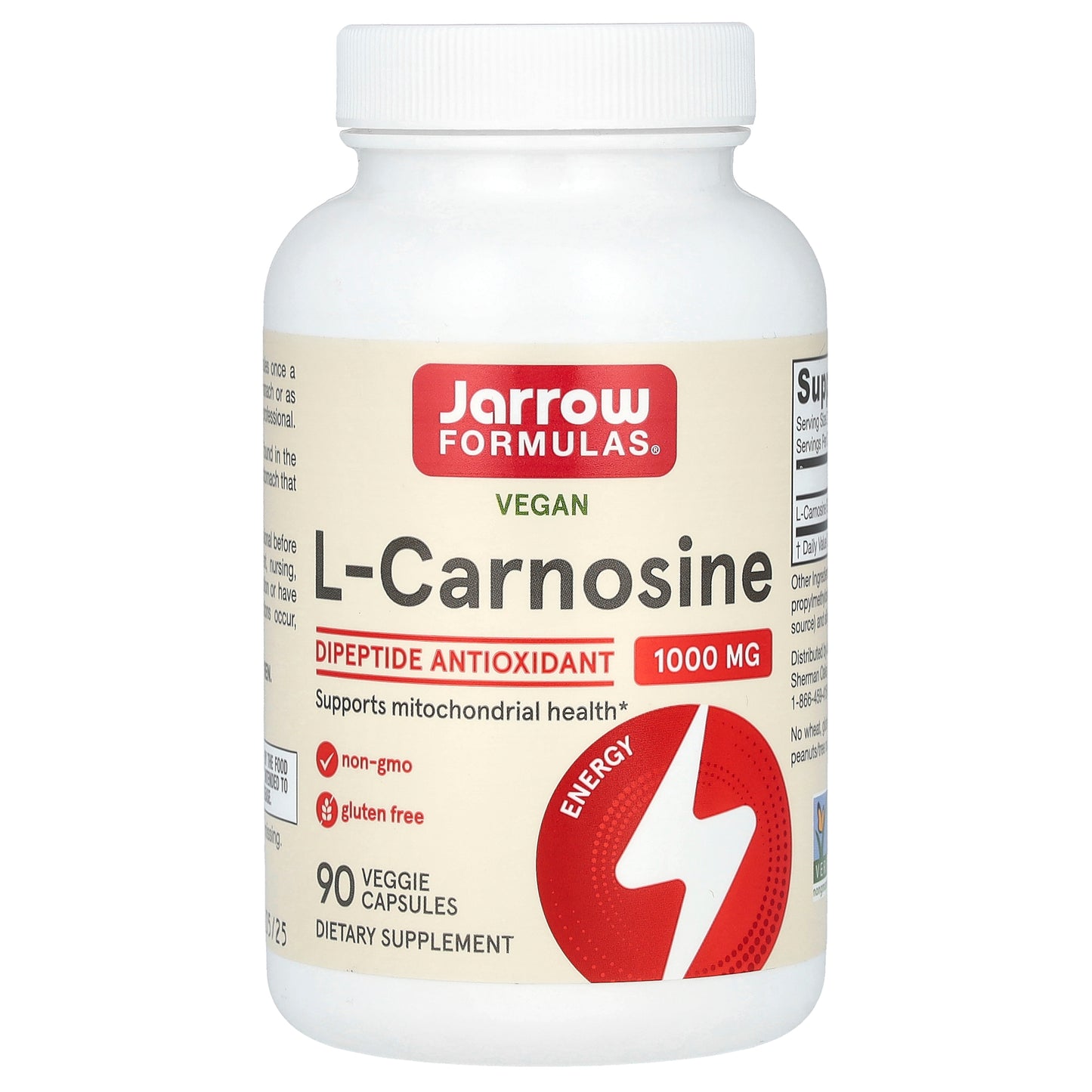 Jarrow Formulas, L-Carnosine, 1,000 mg, 90 Veggie Capsules (500 mg per Capsule)