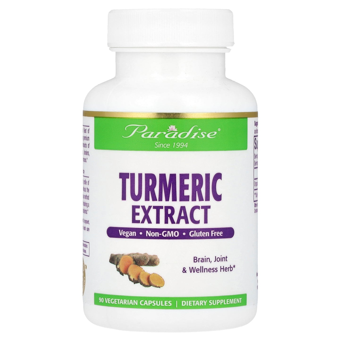 Paradise Herbs, Turmeric Extract, 90 Vegetarian Capsules