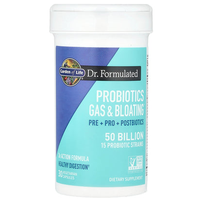 Garden of Life, Probiotics Gas & Bloating, 50 Billion, 30 Vegetarian Capsules