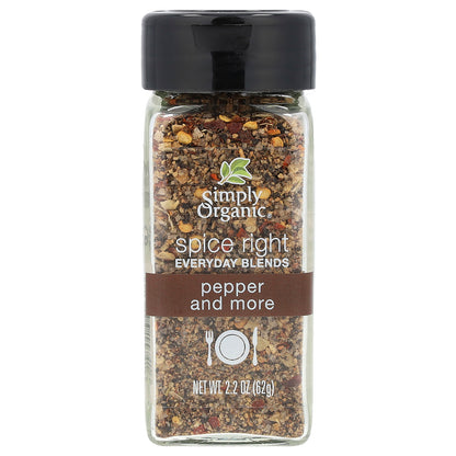 Simply Organic, Spice Right Everyday Blends, Pepper and More, 2.2 oz (62 g)