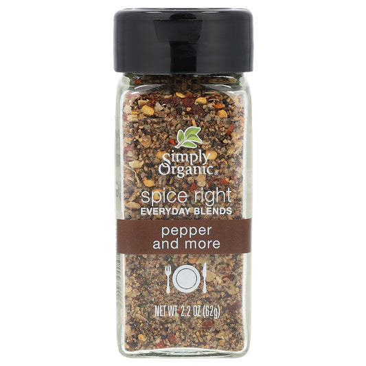 Simply Organic, Spice Right Everyday Blends, Pepper and More, 2.2 oz (62 g)