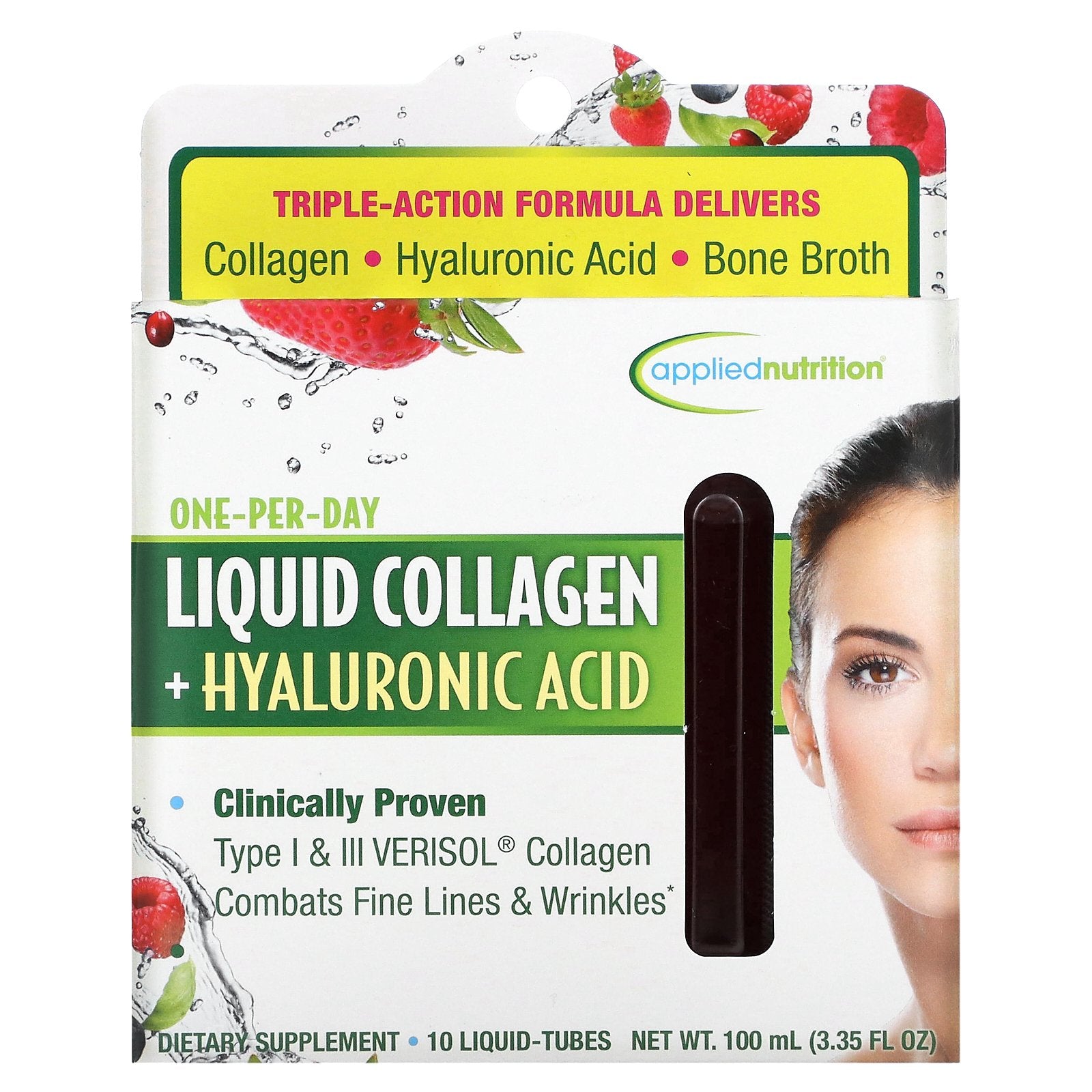 Applied Nutrition, Liquid Collagen +  Hyaluronic Acid, 10 Liquid-Tubes, 3.35 fl oz (100 ml)