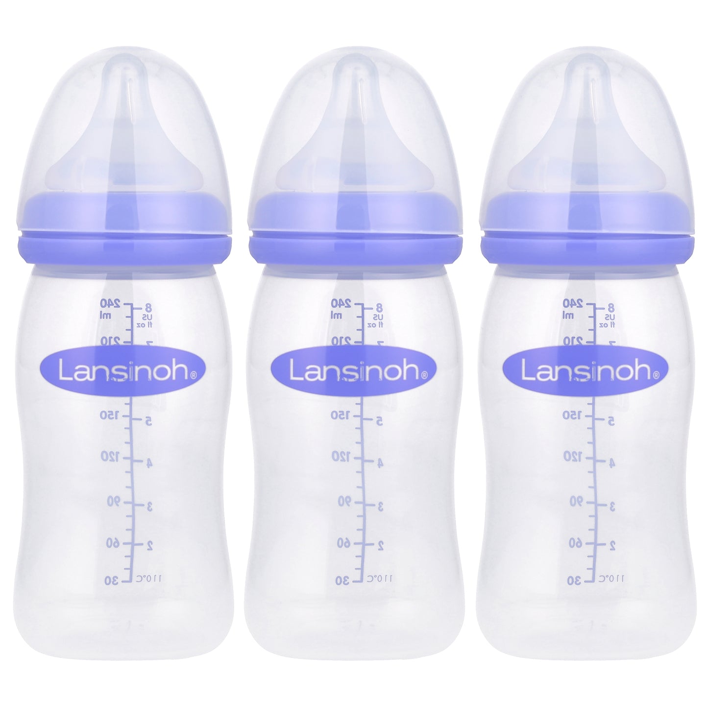 Lansinoh, Breastmilk Feeding Bottles with NaturalWave® Nipple, Medium Flow, 3 Bottles, 8 oz (240 ml) Each