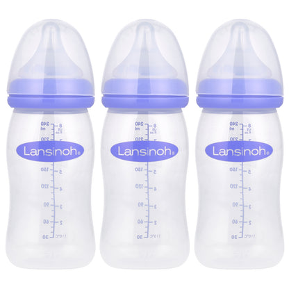 Lansinoh, Breastmilk Feeding Bottles with NaturalWave® Nipple, Medium Flow, 3 Bottles, 8 oz (240 ml) Each