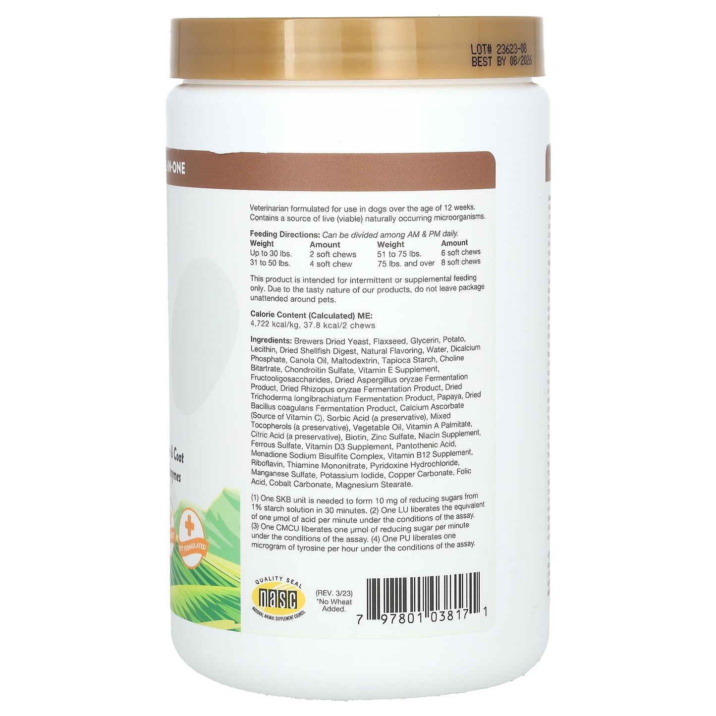 NaturVet, All-In-One Daily Multi-Vitamin With 4-In-1 Support, For Dogs, Bacon & Chicken, 120 Soft Chews, 16.9 oz (480 g)