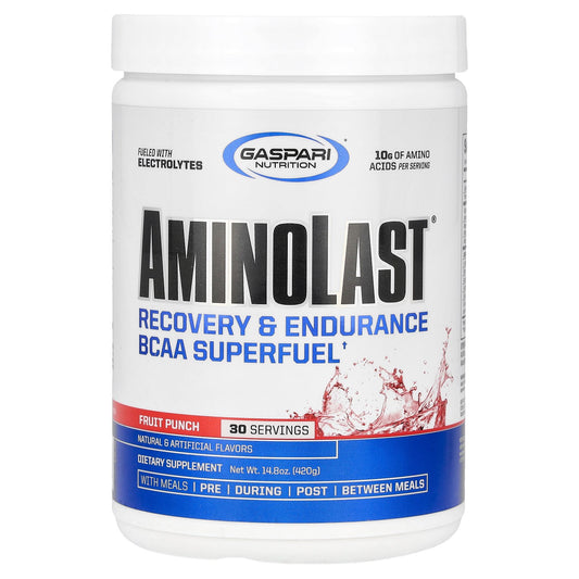 Gaspari Nutrition, Aminolast®, Recovery & Endurance BCAA Superfuel, Fruit Punch, 14.8 oz (420 g)