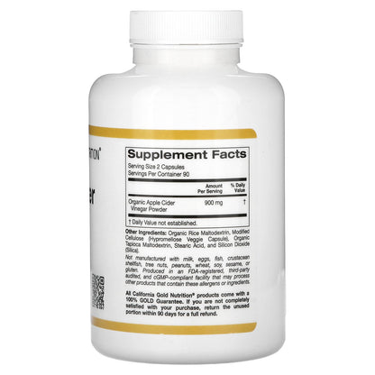 California Gold Nutrition, Apple Cider Vinegar, 180 Veggie Capsules (450 mg per Capsule)