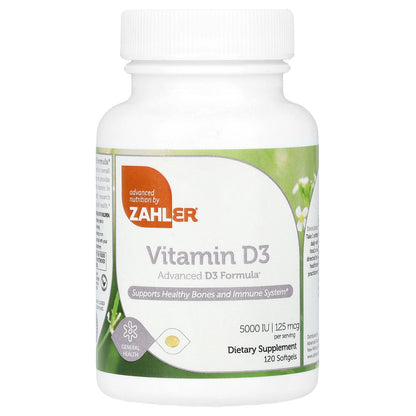 Zahler, Vitamin D3, Advanced D3 Formula, 125 mcg (5,000 IU), 120 Softgels