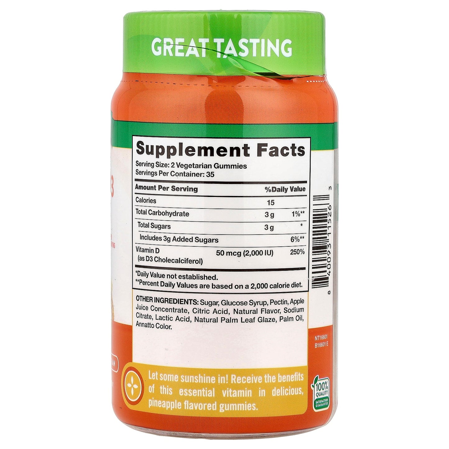 Nature's Truth, Vitamin D3, Delicious Pineapple, 70 Gummies ( 25 mcg (1,000 IU) per Gummy)