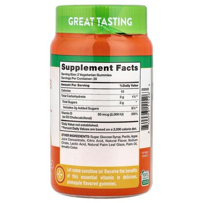 Nature's Truth, Vitamin D3, Delicious Pineapple, 70 Gummies ( 25 mcg (1,000 IU) per Gummy)
