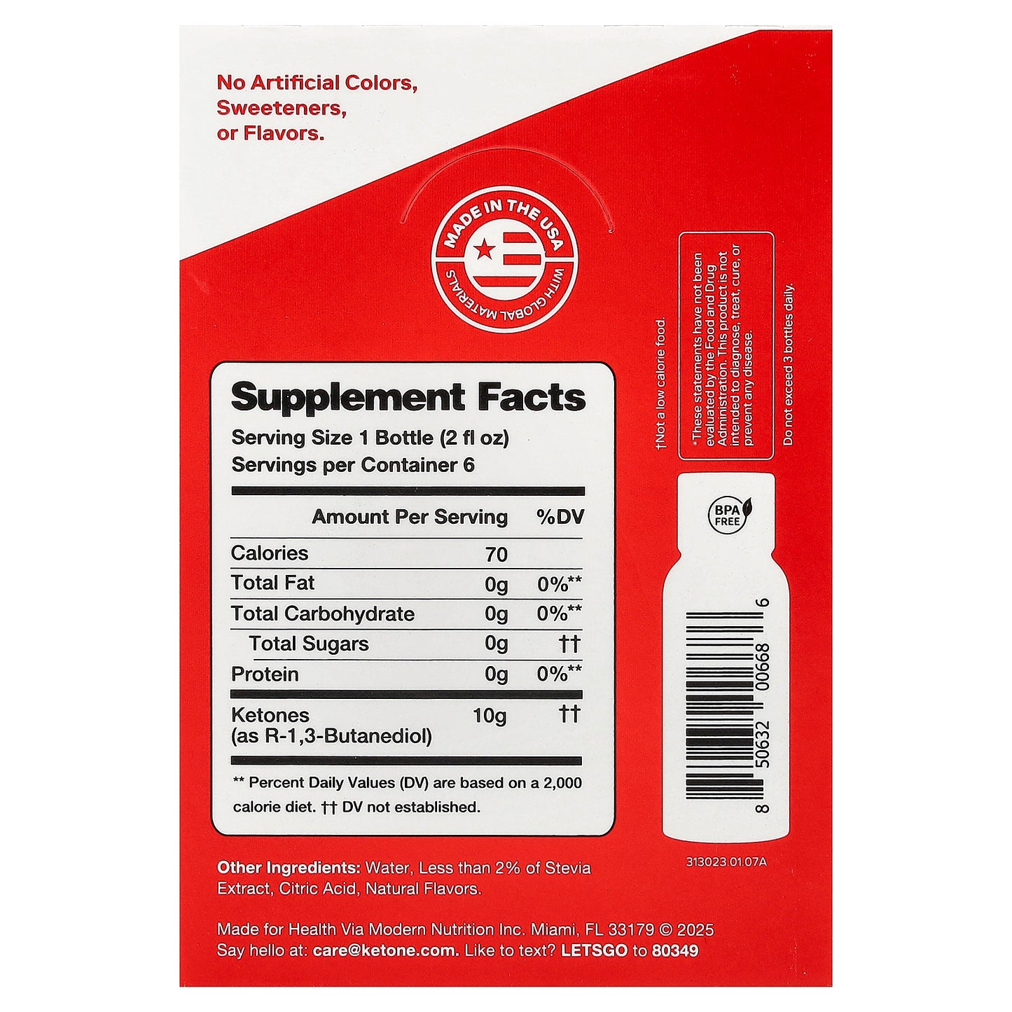 Ketone-IQ, Energy Shot, Original, Caffeine Free, 6 Bottles, 2 fl oz (59 ml) Each