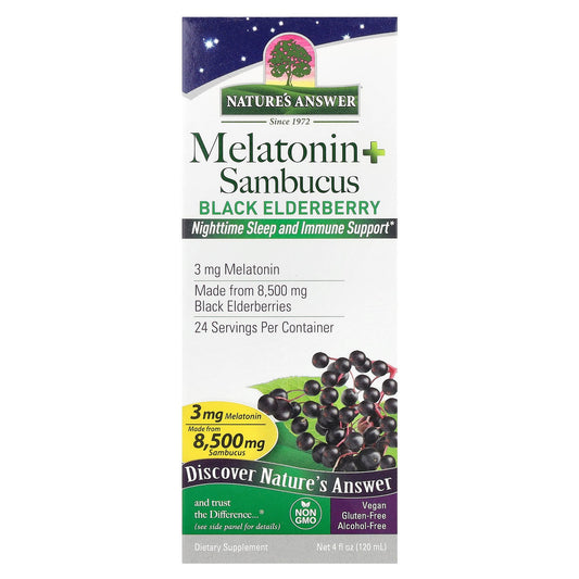 Nature's Answer, Melatonin + Sambucus, Alcohol-Free, 4 fl oz (120 ml)