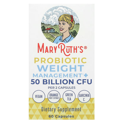 MaryRuth's, Probiotic Weight+ Management, 50 Billion CFU, 60 Capsules