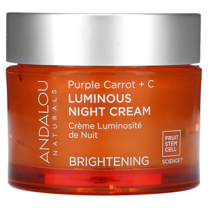 Andalou Naturals, Luminous Night Cream, Purple Carrot + C, Brightening, 1.7 fl oz (50 ml)