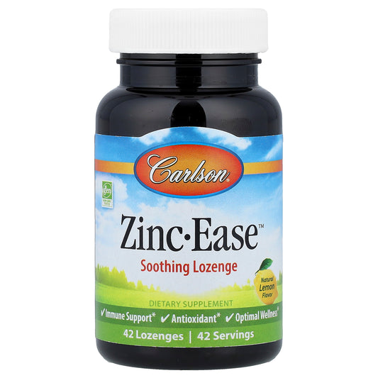 Carlson, Zinc-Ease™ Soothing Lozenge, Natural Lemon, 42 Lozenges