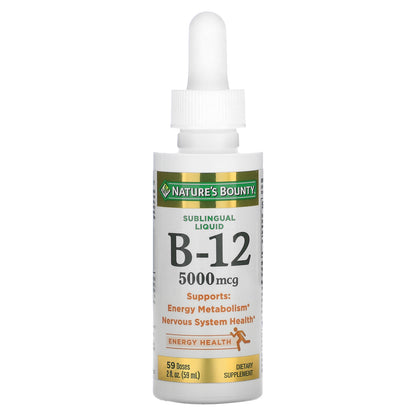 Nature's Bounty, B-12, Sublingual Liquid, 5,000 mcg, 2 fl oz (59 ml)