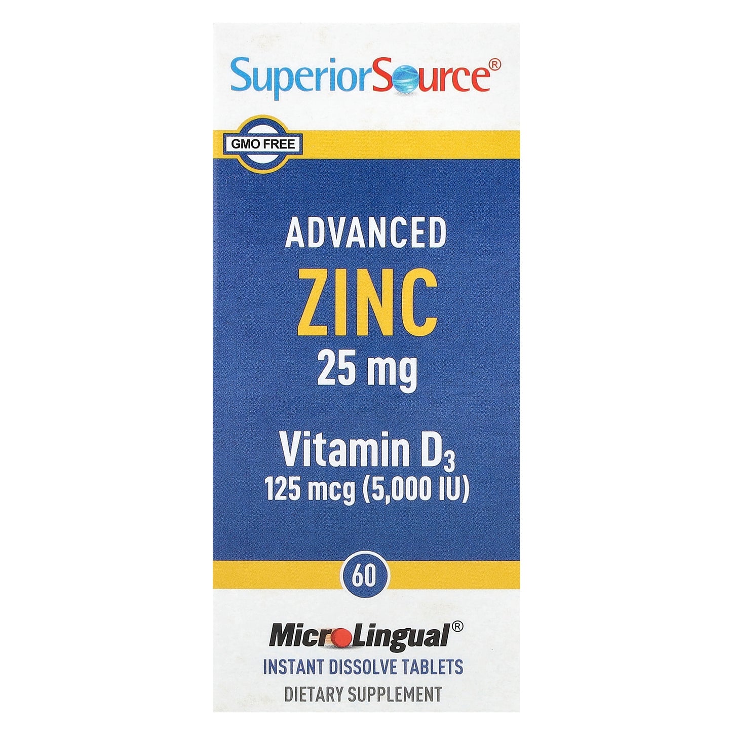 Superior Source, Advanced Zinc, Vitamin D3, 60 MicroLingual® Instant Dissolve Tablets