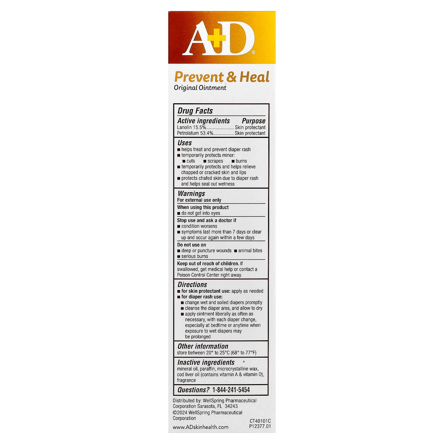 A+D, Prevent & Heal Original Ointment, Diaper Rash Ointment & Skin Protectant, 4 oz (113 g)