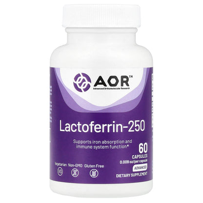 Advanced Orthomolecular Research AOR, Lactoferrin-250, 250 mg , 60 Capsules
