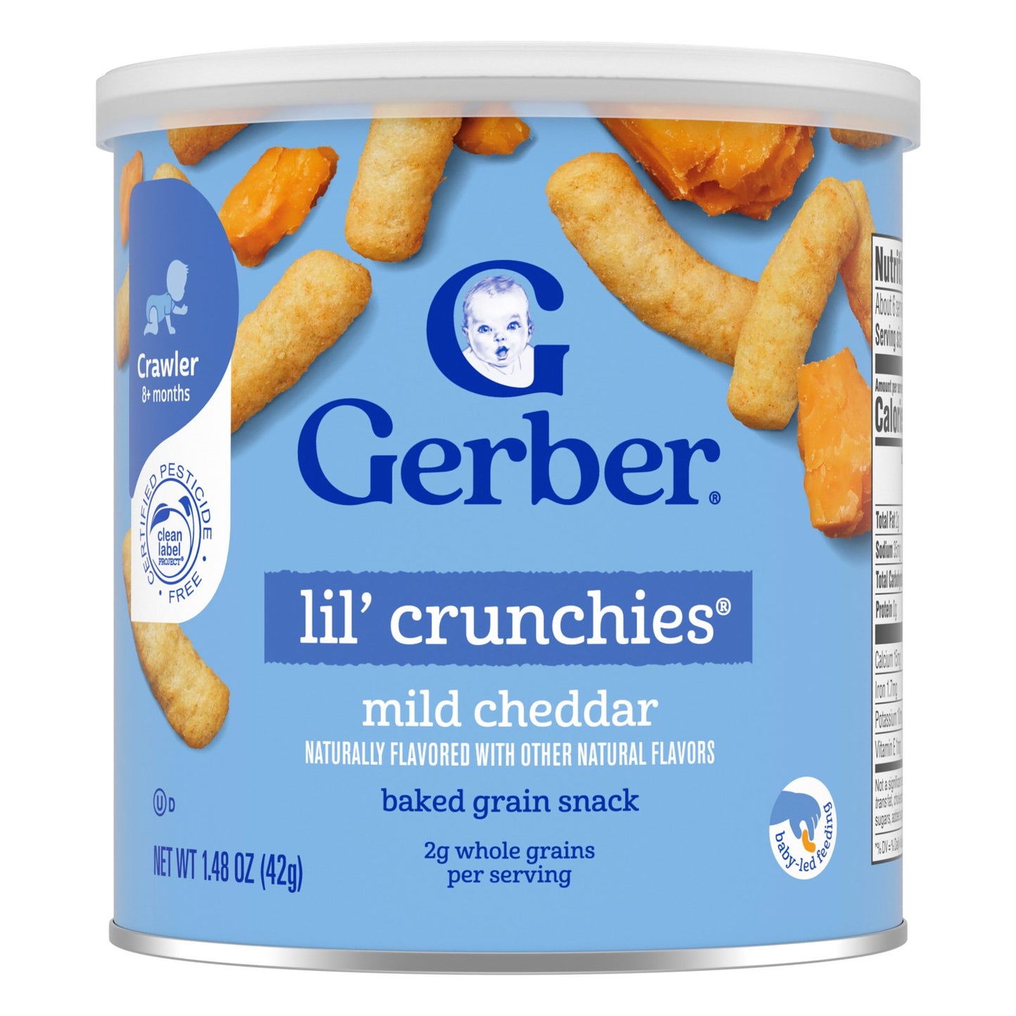Gerber, Snacks for Baby, Lil' Crunchies®, Baked Grain Snack, 8+ Months, Mild Cheddar, 1.48 oz (42 g)