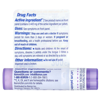 Boiron, Ledum Palustre, 200CK, Bug Bite Relief, Approx 80 Pellets