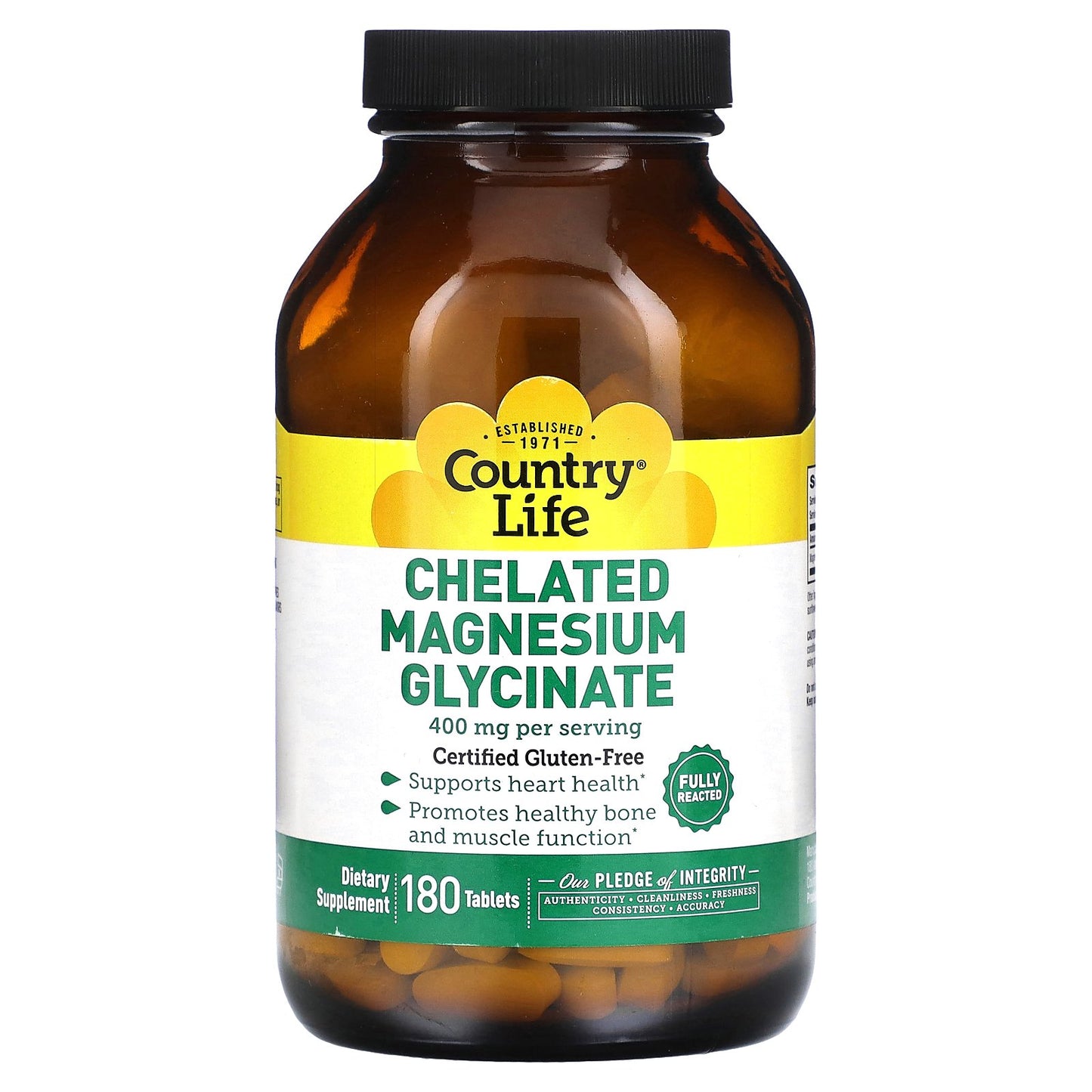 Country Life, Chelated Magnesium Glycinate, 180 Tablets (133 mg per Tablet)