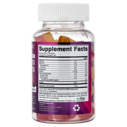 Vitamatic, Fiber Gummies, Natural Berry, Peace & Strawberry, 60 Gummies