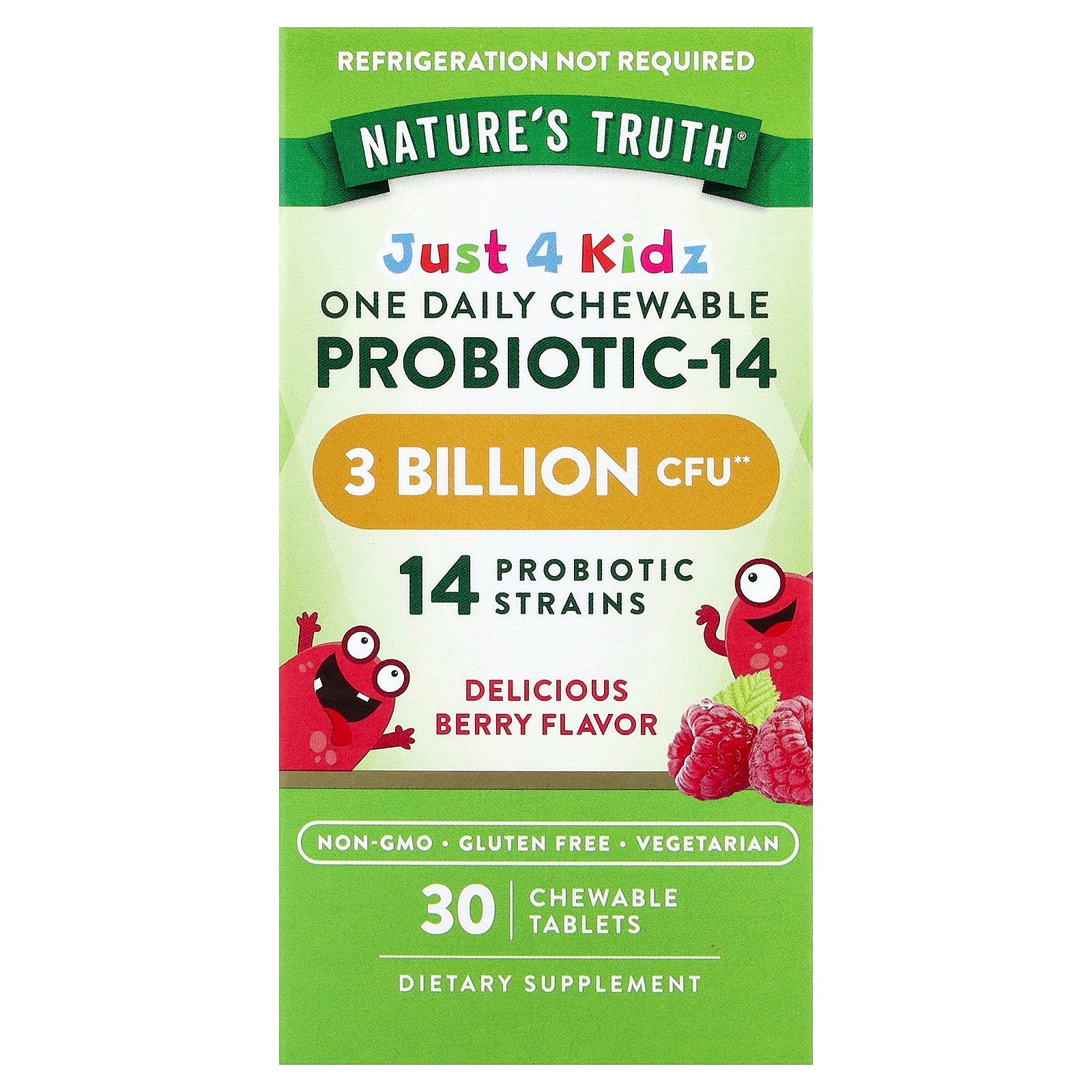 Nature's Truth, Just 4 Kidz, One Daily Chewable Probiotic-14, Delicious Berry, 30 Chewable Tablets