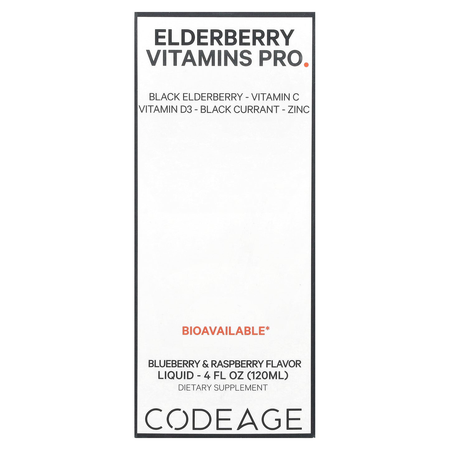 Codeage, Elderberry Vitamins Pro, Blueberry & Raspberry, 4 fl oz (120 ml)