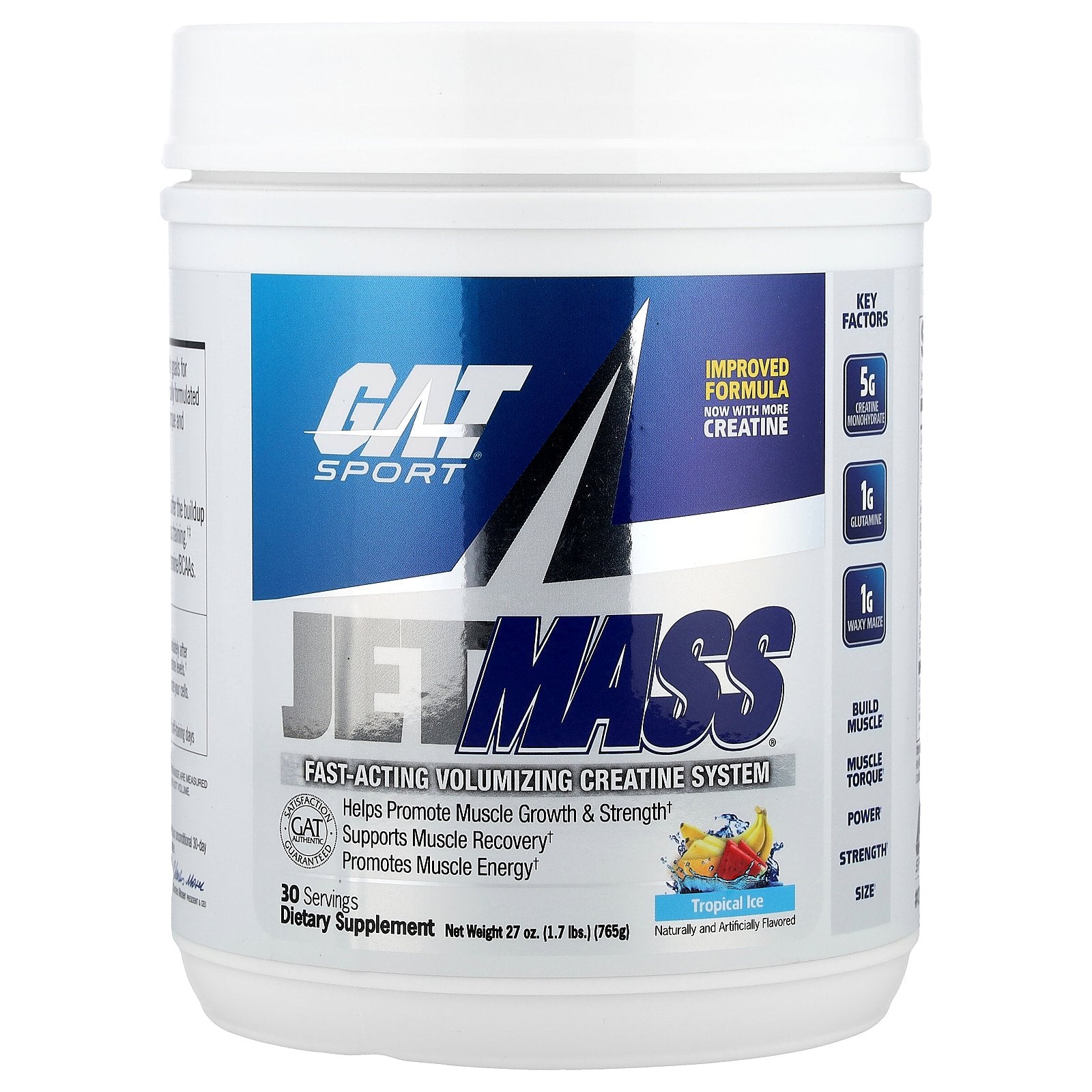 GAT, JetMASS®, Fast-Acting Volumizing Creatine System, Tropical Ice, 1.7 lbs (765 g)