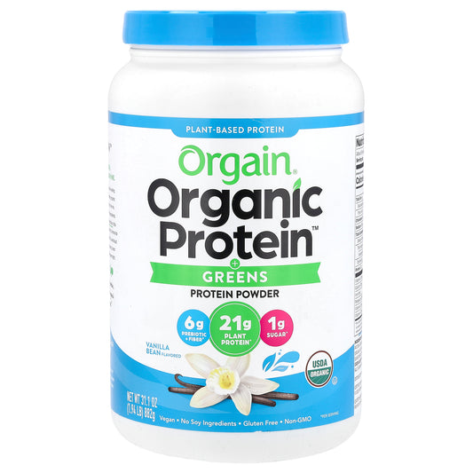 Orgain, Organic Protein™ + Greens Protein Powder, Plant-Based, Vanilla Bean, 1.94 lbs (882 g)