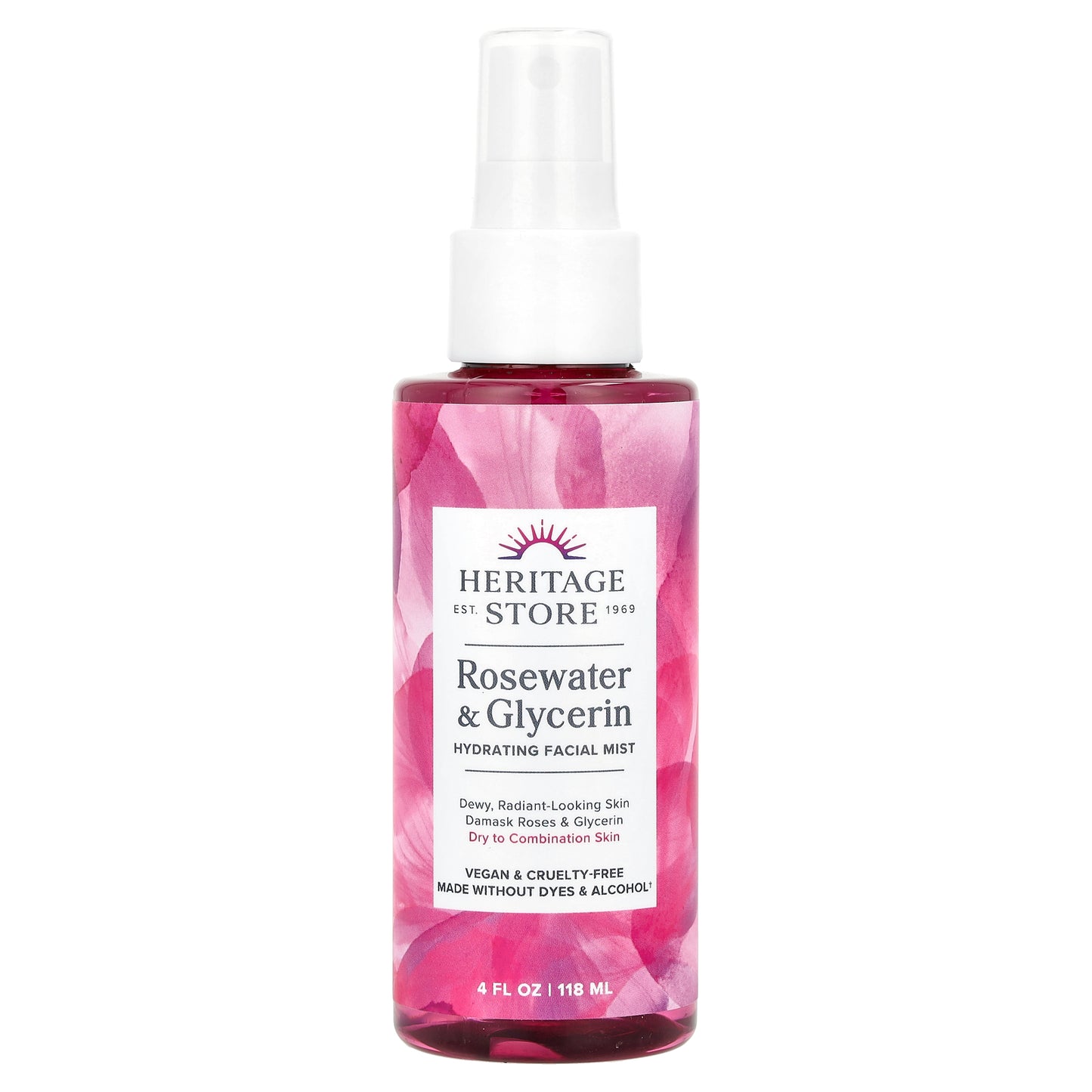 Heritage Store, Rosewater & Glycerin, Hydrating Facial Mist, 4 fl oz (118 ml)