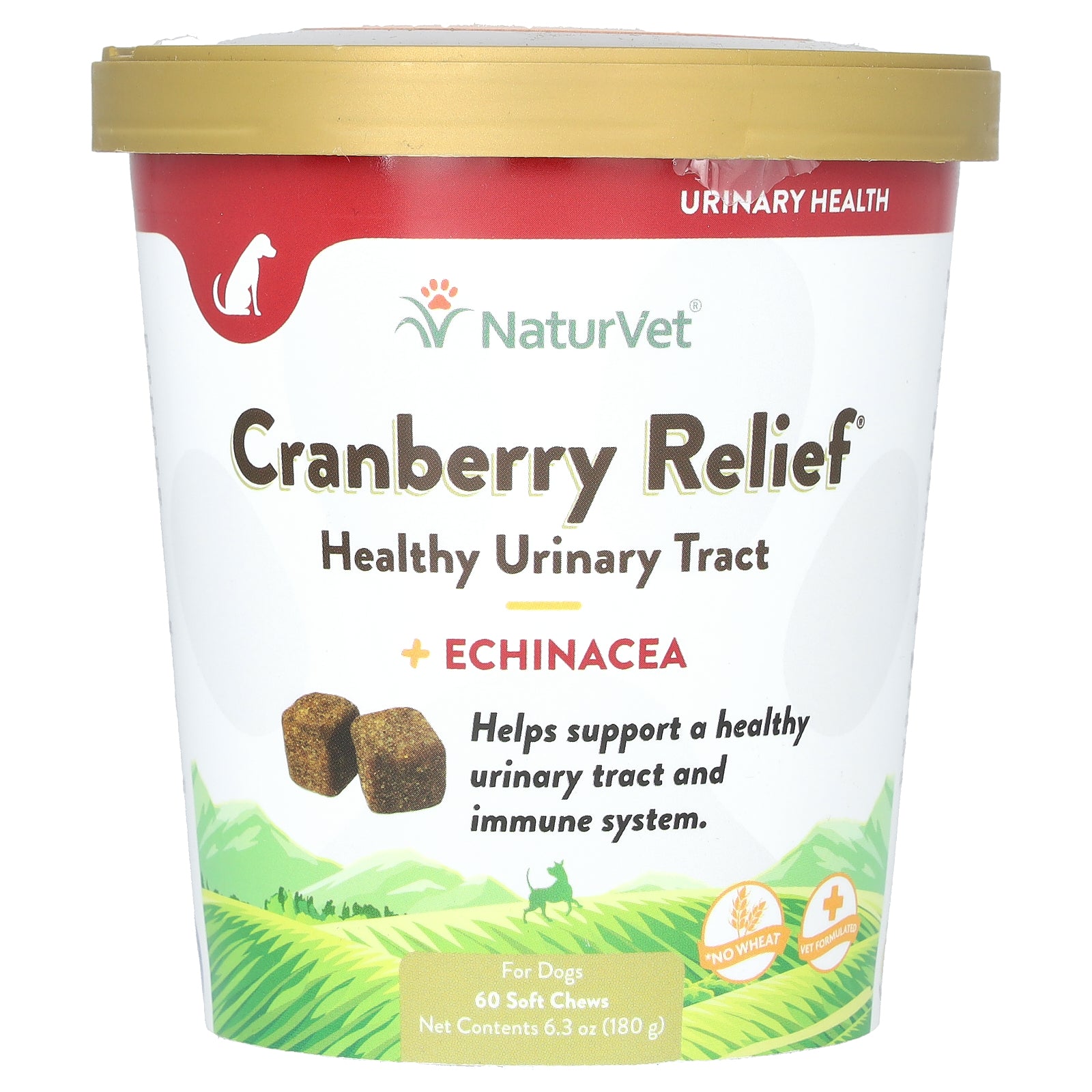 NaturVet, Cranberry Relief, Healthy Urinary Tract + Echinacea, For Dogs, 60 Soft Chews, 6.3 oz (180 g)