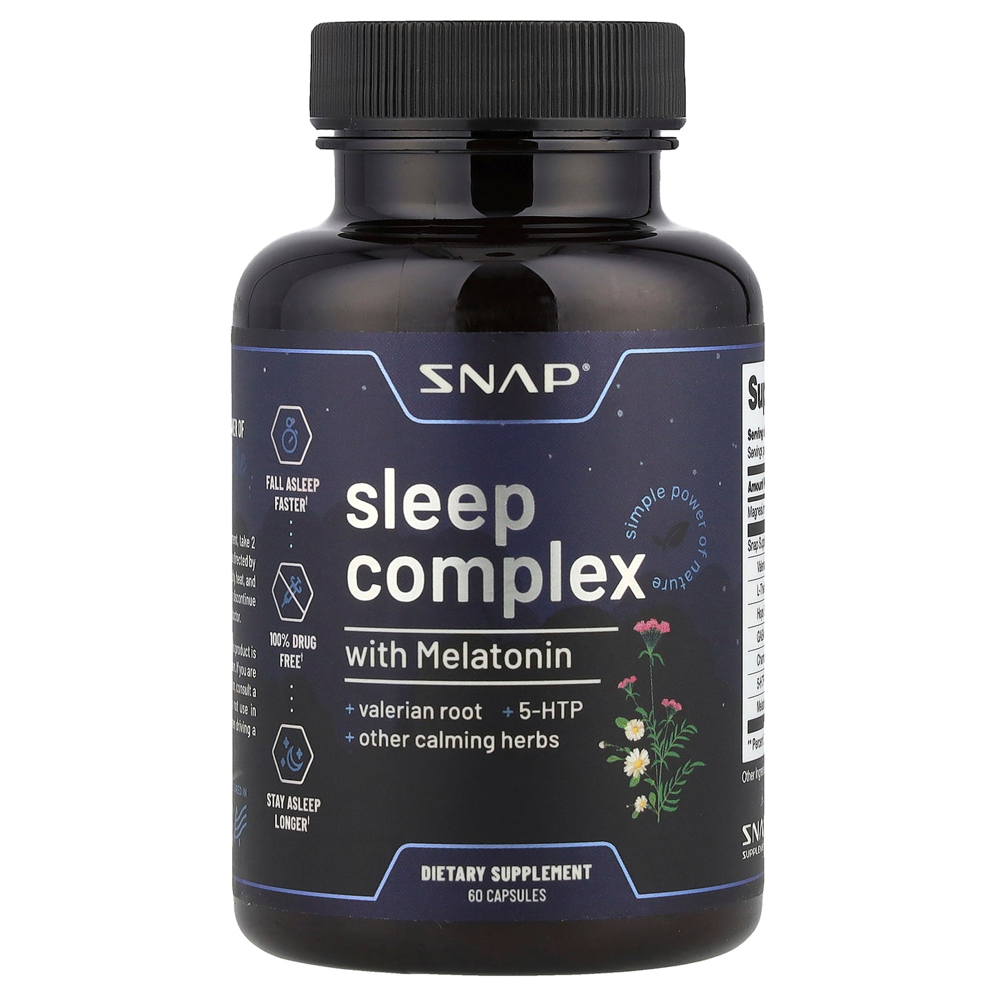 Snap Supplements, Sleep Complex with Melatonin, 60 Capsules