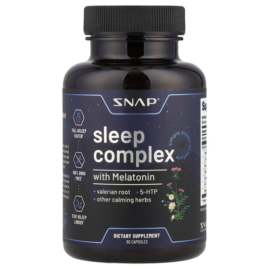 Snap Supplements, Sleep Complex with Melatonin, 60 Capsules