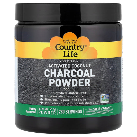 Country Life, Activated Coconut Charcoal Powder, 500 mg, 5 oz (141.7 g)