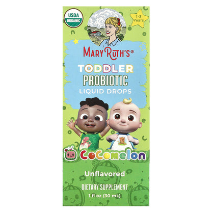 MaryRuth's, Toddler Probiotic Liquid Drops, Cocomelon™, For Ages 1-3 Years, Unflavored, 1 fl oz (30 ml)