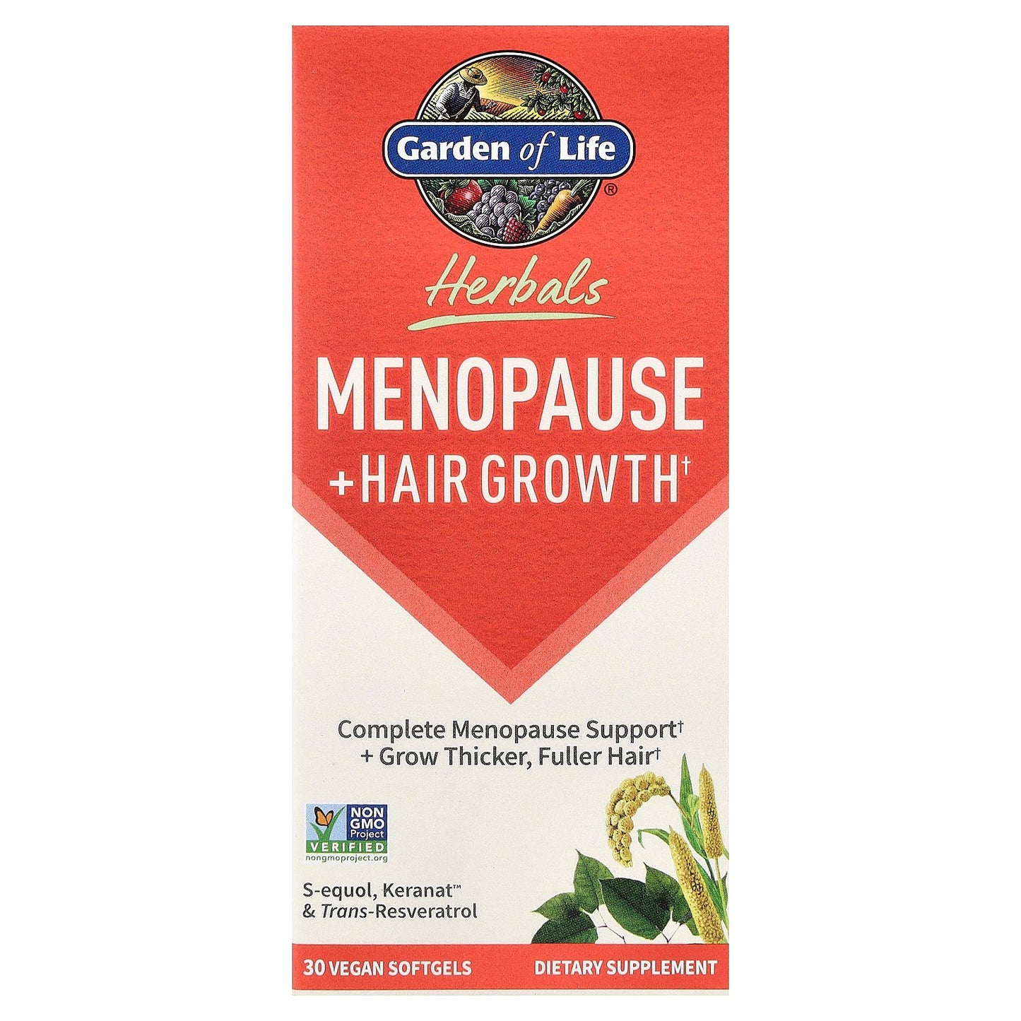 Garden of Life, Herbals, Menopause + Hair Growth, Berry, 30 Vegan Softgels