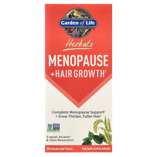 Garden of Life, Herbals, Menopause + Hair Growth, Berry, 30 Vegan Softgels