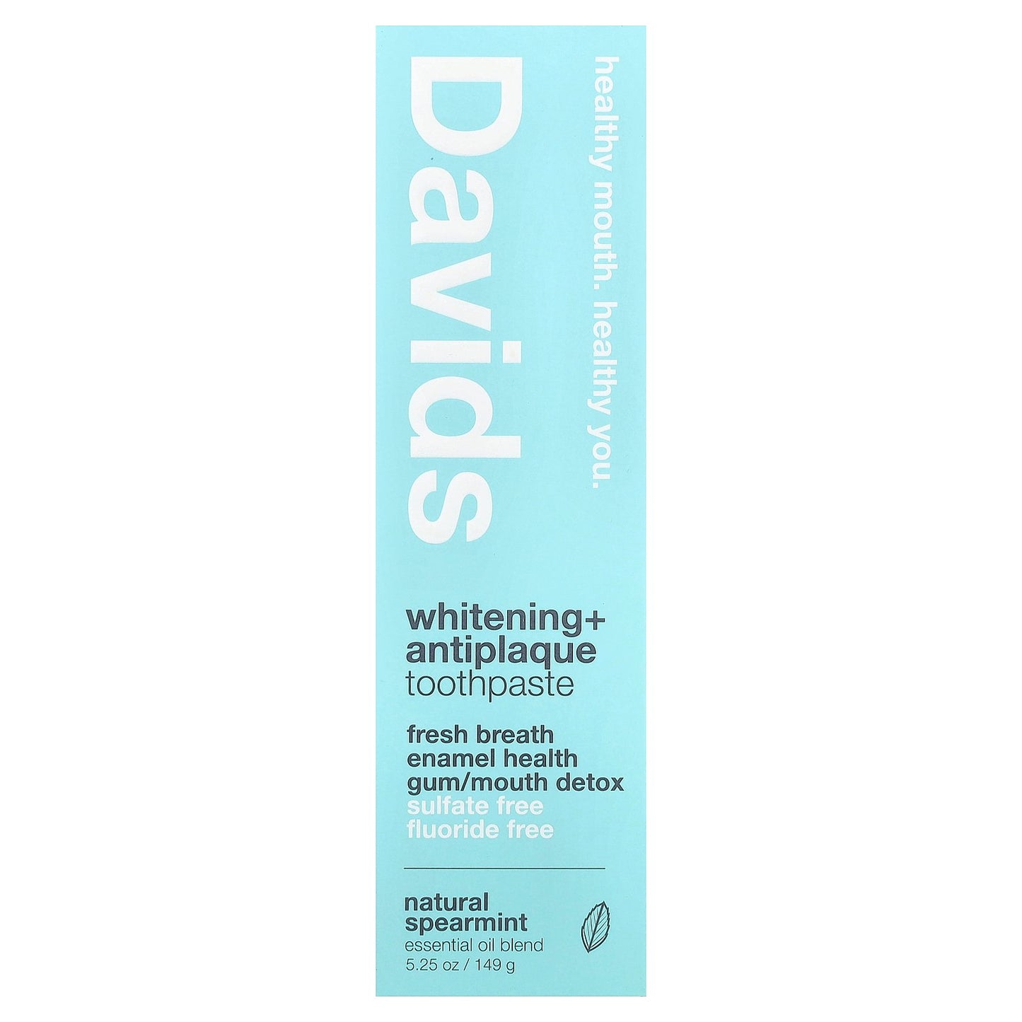 Davids, Whitening + Antiplaque Toothpaste, Natural Spearmint , 5.25 oz (149 g)