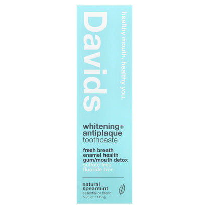 Davids, Whitening + Antiplaque Toothpaste, Natural Spearmint , 5.25 oz (149 g)