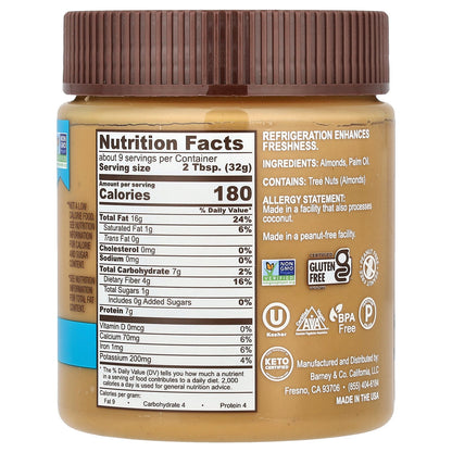 Barney Butter, Bare Almond Butter, Smooth, 10 oz (284 g)