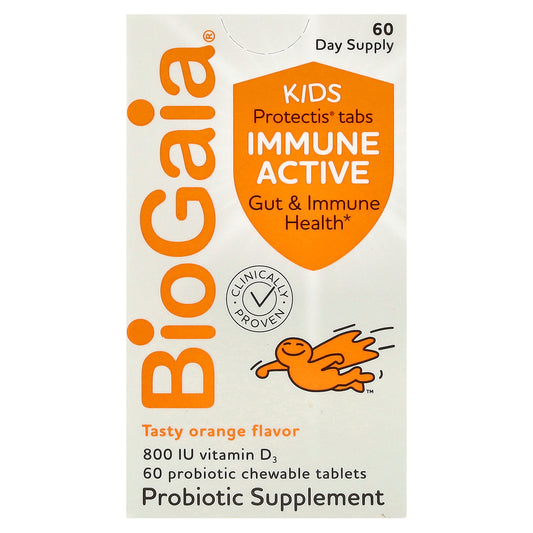 BioGaia, Protectis Kids, Immune Active, Tasty Orange, 60 Probiotic Chewable Tablets