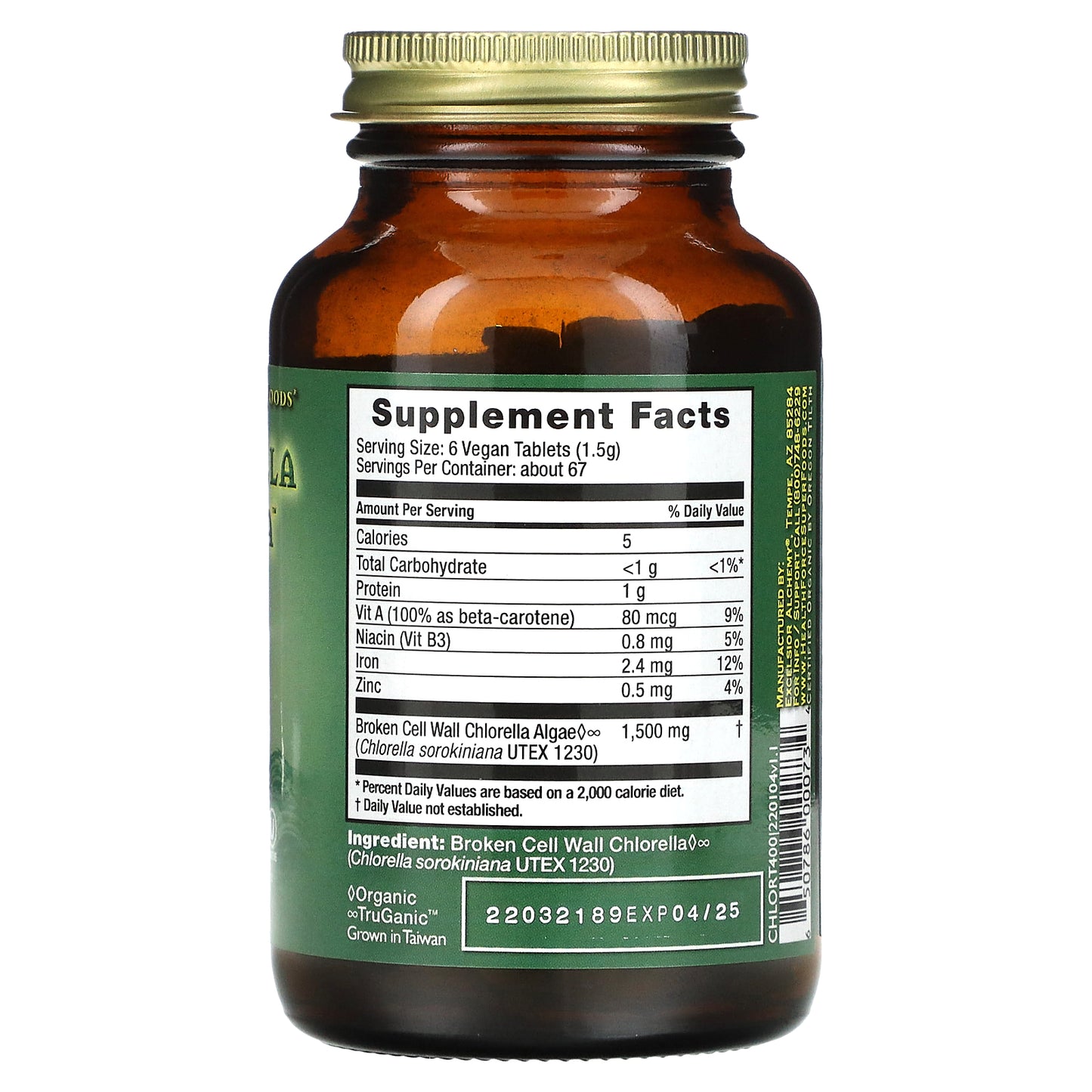 HealthForce Superfoods, Chlorella Manna™, 1,500 mg, 400 VeganTabs (250 mg per Tablet)