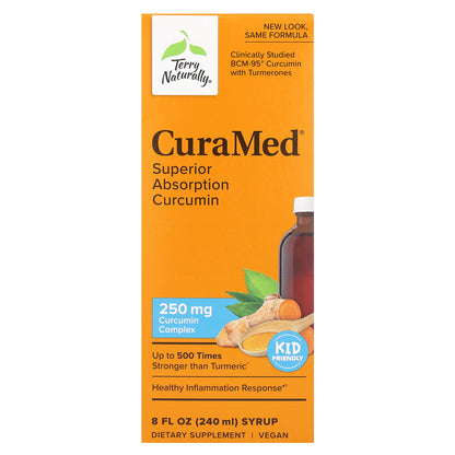 Terry Naturally, CuraMed Syrup, Superior Absorption Curcumin, 250 mg, 8 fl oz (240 ml)