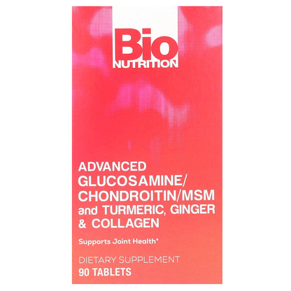 Bio Nutrition, Advanced Glucosamine/Chondroitin/MSM and Turmeric, Ginger & Collagen, 90 Tablets