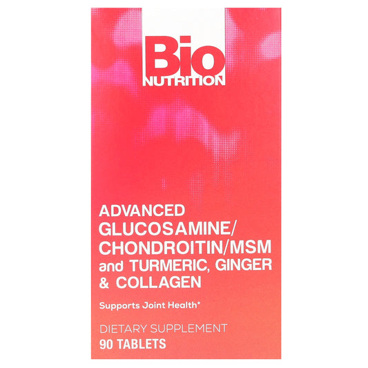 Bio Nutrition, Advanced Glucosamine/Chondroitin/MSM and Turmeric, Ginger & Collagen, 90 Tablets