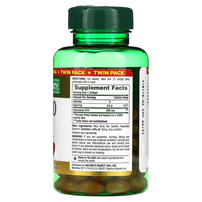 Nature's Bounty, Co Q-10, Twin Pack, 200 mg, 2 Bottles, 80 Rapid Release Softgels Each