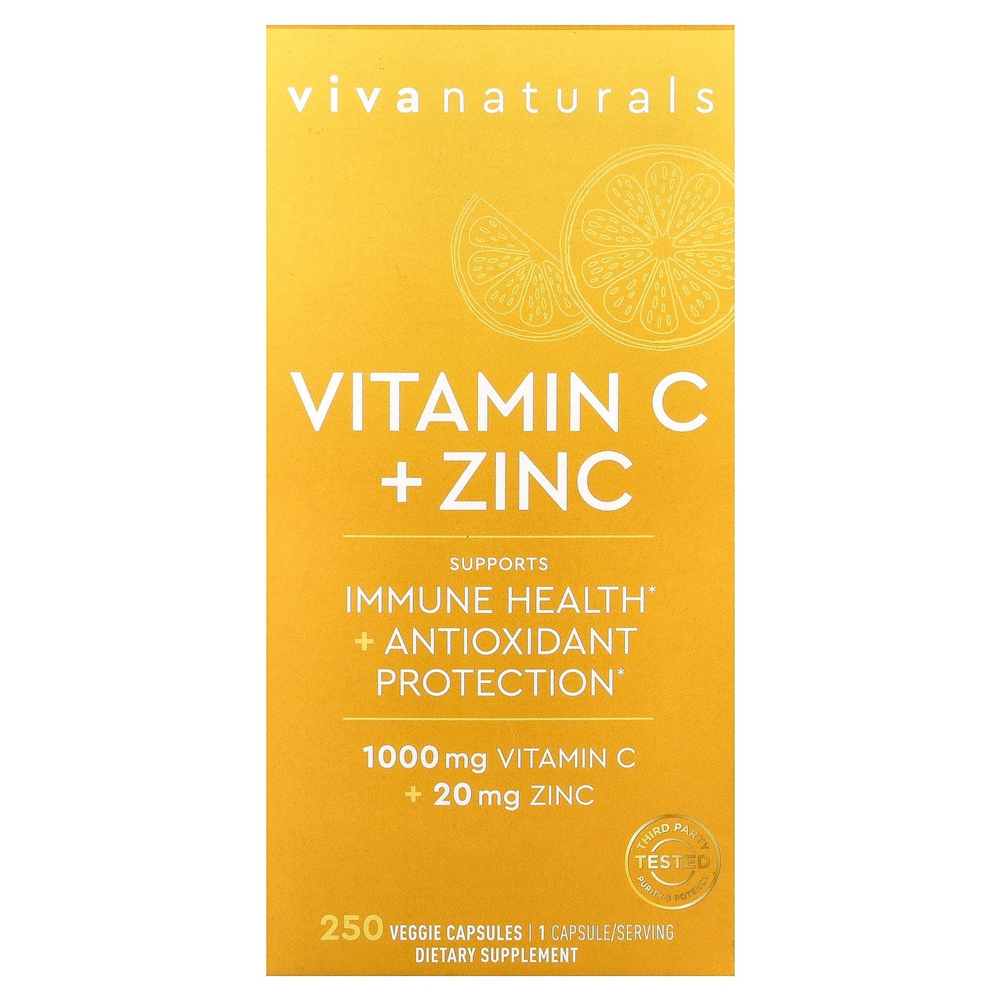 Viva Naturals, Vitamin C + Zinc, 250 Veggie Capsules