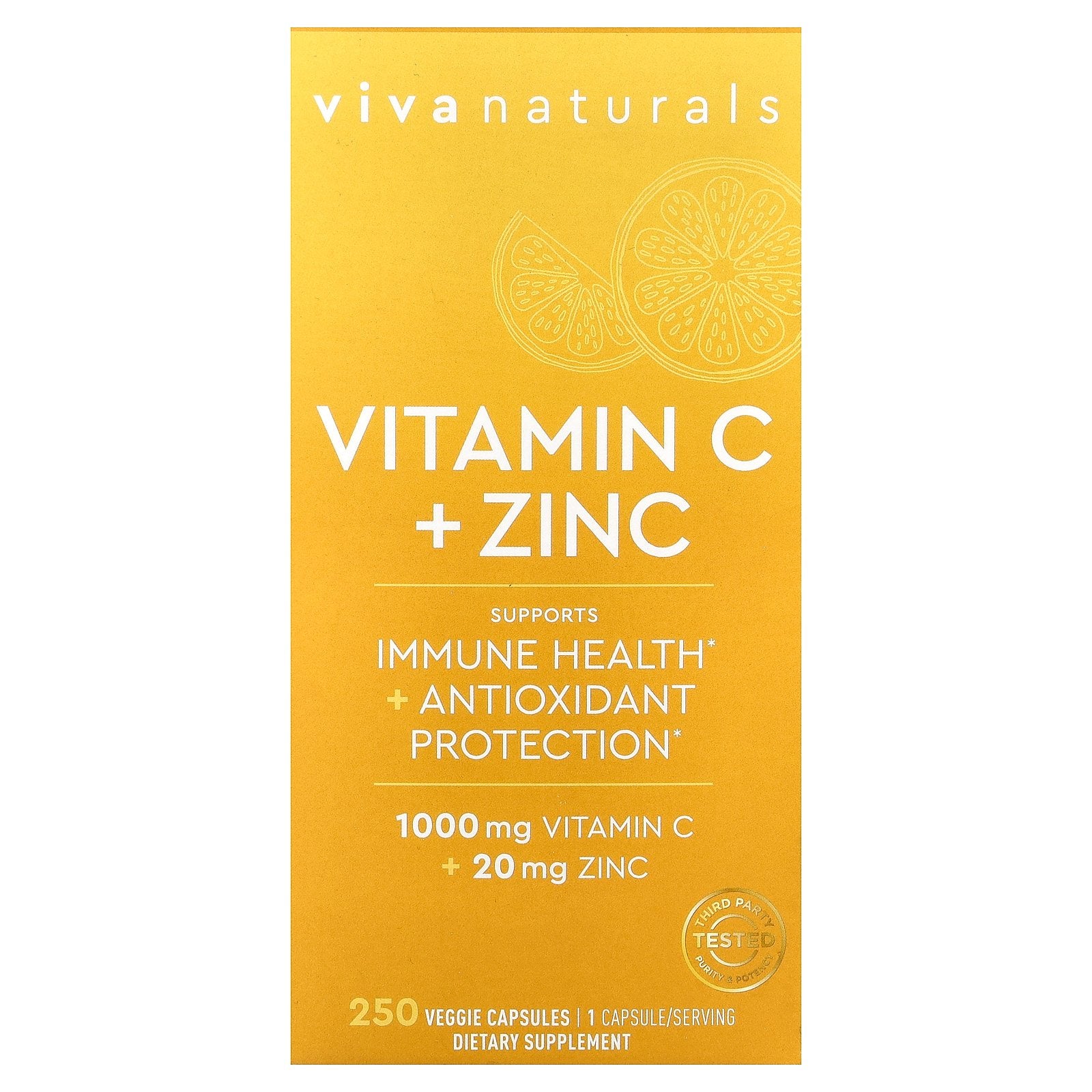 Viva Naturals, Vitamin C + Zinc, 250 Veggie Capsules